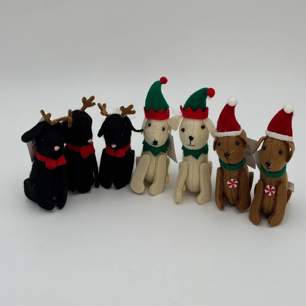 Crescent Plush Christmas Dog Ornament Multi Pack Lot Of 7 New With Tags Holiday
